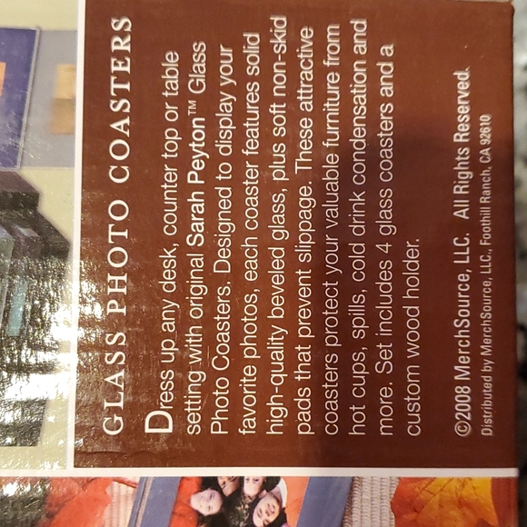 Sarah Peyton Home Glass Photo Coasters with wood holder NWOT - Picture 5 of 5